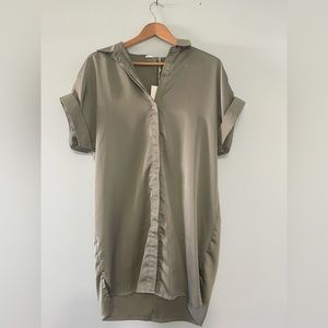 Satin silky sage midi dress